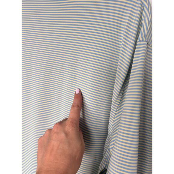 Peter Millar Summer Comfort Striped Short Sleeve Polo Shirt Golf Blue Yellow XL - Picture 6 of 10